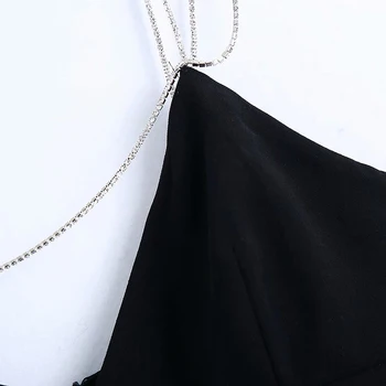 Ženska Moda in ženske Nosorogovo Vdelan Seksi Proti-Vrat Zanko Suh Backless Mini Elegantna Malo Črno Obleko