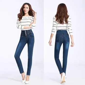 Velike Ženske Jeans Visoko Pasu Dame Jeans Elastična Suh Stretch Traper Hlače Big Velikost 5Xl Pantalones Mujer