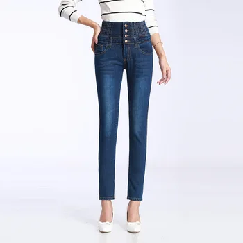 Velike Ženske Jeans Visoko Pasu Dame Jeans Elastična Suh Stretch Traper Hlače Big Velikost 5Xl Pantalones Mujer