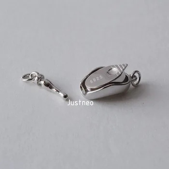Zaponko, trdna 925 funt srebro zaponka, grah oblikovan zavihek varnost zaponko,polje zaponko za ogrlico/zapestnica