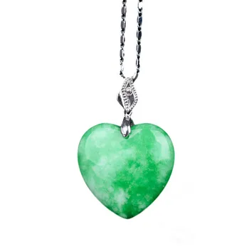 Vklesan Naravnih Green Jade Srce Obesek Kitajski Ljubezen Ogrlica Čar Jadeit Nakit Modni Srečen Človek, Ženska Amulet Darila