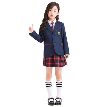 Kolaž Študent Šolskih Uniformah Korejski Britanski Stil Zbor Uspešnosti Classwear Otrok Ljubimec Oblačila Sklop Suknjič+Hlače+Kravato