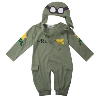 Kul Baby Otroci Fant Dekleta z Dolgimi Rokavi Bombaž igralne obleke+Klobuk Jumpsuit pilotni Obleke Obleke 6-24M