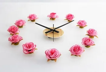 Lepo Cvetje Romantično Rose DIY Velike Stenske Ure Podeželja Ustvarjalno Ozadje Nalepke Ura Za Sobi Doma Dekor
