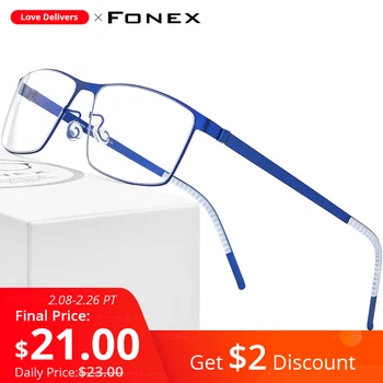 FONEX Zlitine Okvir Očal Moških Kvadratnih Kratkovidnost Optični Recept Očala Okvirji 2020 Nov Moški Koreja Brezvijačno Očala 997