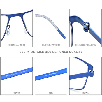 FONEX Zlitine Okvir Očal Moških Kvadratnih Kratkovidnost Optični Recept Očala Okvirji 2020 Nov Moški Koreja Brezvijačno Očala 997