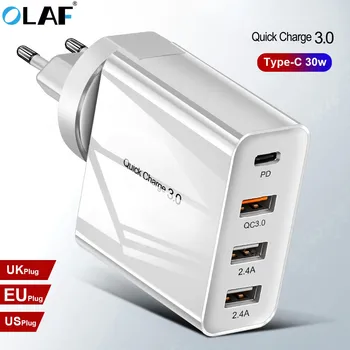 OLAF 48W 3U PD Tip C USB Polnilnik Hitri Polnilnik Za iPhone, Samsung Tablični QC 3.0 Hitro Polnilnik NAS EU UK Plug Adapter