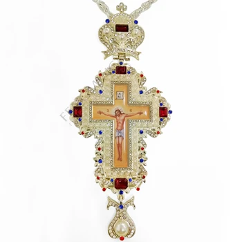Duhovnik / prsnih križ Visoke kakovosti s predpisovanjem grški pravoslavni križ Nakit prsnih križ verige