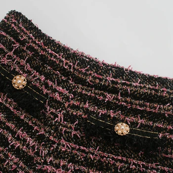 ženske 2020 moda tweed črtaste hlače letnik pearl gumbi tassel zadrgo Ženske kratke hlače mujer