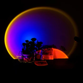 USB Gumb Mavrični sončni Zahod Projektor Vzdušje Led Nočna Lučka Doma Kava trgovine, v Ozadju Stene Barvita Dekoracija Žarnice