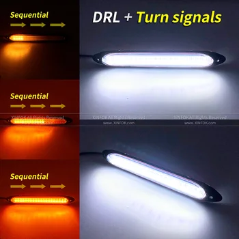 2pcs Bela rumena Switchback Scan Tok LED DRL Dnevnih luči Nepremočljiva Teče LED dnevna svetloba Vključite Signal Žarometov
