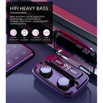 TWS Brezžični Čepkov Bluetooth Slušalke Z Mikrofonom 6D HIFI Gaming Slušalke Z 3300mAh Polnjenje Primeru Za Mobilni Telefon