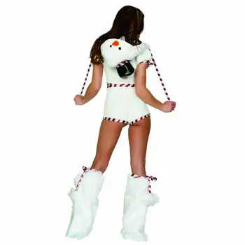 Božič Sneg Pingvin Vlogo Igrajo Kostum Bela Santa Hooded Enem Kosu Krilo Obleko Odraslih Ličila Vlogo Igra Z Nogo Zaščitnik