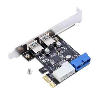 Superspeed 5Gbps PCI-E x1 2 Vrat USB 3.0 HUB PCI Express NEC Širitev Sim Adapter Extender z Notranjim 20-Pin Priključek