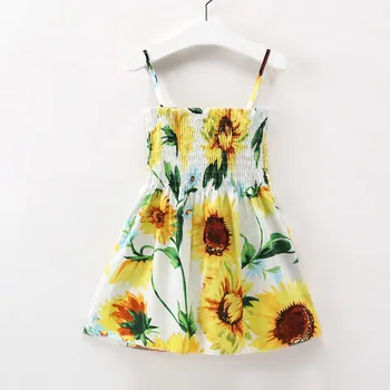 Poletje Nova Otroška Oblačila BABY Baby Ruched Stranke Obleke Girl Cherry Cvjetnim Natisne Ljubek Otroški Kostum Vzročno Svoboden Srčkan Obleko