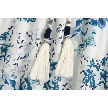 Vintage Elegantna Ročno izdelana Beaded Tassel Cvetlični Dolgo Obleko, Ženske, Modno Kravato O-Izrez Obleke, Elegantne Dame Elegantna Vestidos