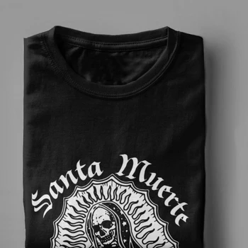 Moške Tshirts Santa MuerteTops T Shirt Saint Smrti Cotton Tee Fitnes Goth Mehiški Smrti Muertos Mati Lobanje Camisas