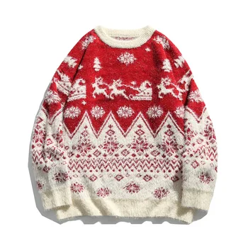 Svoboden priložnostne nekaj pulover pulover z dolgimi rokavi korejski Božična risanka sweater moški