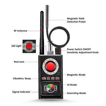 Nadgradili Smart Anti-Spy Detector Brezžični RF Signala Detektorja Bug GSM GPS Tracker Laser Objektiv Skrita Kamera Finder Varnostne Naprave
