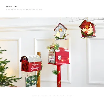 Božični Dekor Tla Poštnem Nabiralniku Postbox Domov Zunanji Les Božično Zabavo Dekoracijo Ročno Izdelanih Lesenih Plovil Predal Doma Dekor
