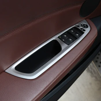 Avto Styling Vrata Armrest plošča pokrov Nalepke za BMW X5 e70 X6 e71 Ogljikovih vlaken, iz Nerjavnega jekla Steklo za Dviganje Gumb Trim