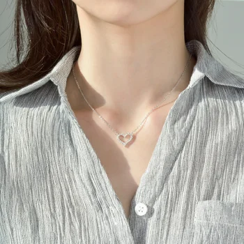 925 srebro moissanite ogrlica ustvarjalne Valentinovo komplet ogrlica, uhani srce-obliko modni ženski nakit moissanite