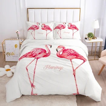 3D Luksuzni Posteljnina Nabor Queen/King/Evropa Velikost Tolažnik/Odeja/Odejo Primeru Rjuhe Kritje Pillowcases Nordijska Akvarel Flamingo