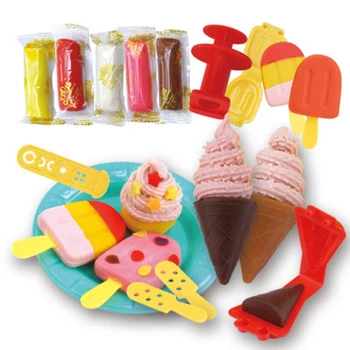 Hamburger Sladoled Polimera Gline, škatla za Orodje Otroke, Otroci DIY Playdough Modeliranje Plesni Začetku Izobraževalne Igrače Darilo Naključno Barvo