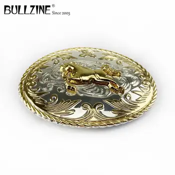 Bullzine debelo cinkove zlitine zahodni konj belt sponke srebrni in zlati barvi FP-03533 RAZKOŠNO kavboj kavbojke darilo belt sponke