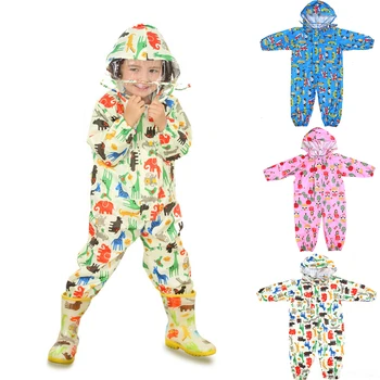 3 barve Modi Risanka Nepremočljiva Jumpsuit dežni Plašč Hooded Risanka Otroci iz Enega Kosa Dež Plašč Tour Otrok Dež Orodja Obleko