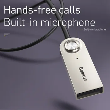 Baseus Aux Bluetooth Adapter Za Avto, 3.5 mm Jack, USB, Bluetooth 5.0 Sprejemnik Zvočnik Samodejno Handfree Komplet Audio Glasba Oddajnik