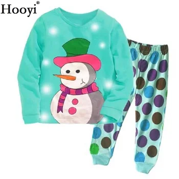 Turkizno Modro Baby Dekleta Pižame, Oblačila Obleke Božično Darilo Za Otroke Kompleti Oblačil Bombaž Pijamas Snežaka Sleepwear Dot