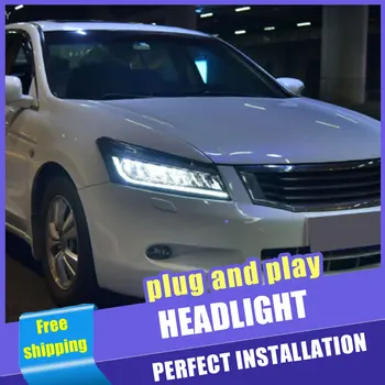 2PCS Avto Slog LED žarometi za Honda Accord 08-12 za Sebe glavo svetilka LED DRL Objektiv Dvojnim Snopom, H7 HID Xenon bi xenon objektiv
