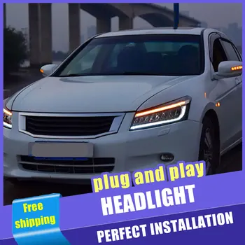 2PCS Avto Slog LED žarometi za Honda Accord 08-12 za Sebe glavo svetilka LED DRL Objektiv Dvojnim Snopom, H7 HID Xenon bi xenon objektiv
