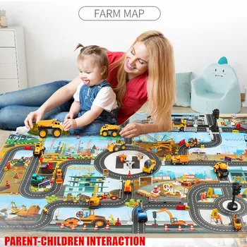 Veliko Prometa Zemljevid Otroci Igrajo Mat za Otroka Učenje Promet Vozil Montessori Igrače za Otroke Mat Fant Dekle Izobraževanje Darila