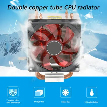 9 cm CPU Hladilni Ventilator CPU Cooler Master 2 Toplote Cevi Ultra Tiho Namizni LED Hladilnik Hladilnik za Desktop PC Računalnik