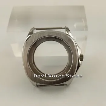 40 mm Srebrna Sapphire Kristalno watch stanovanj fit ETA 2836 Miyota 8215 821A gibanje A912