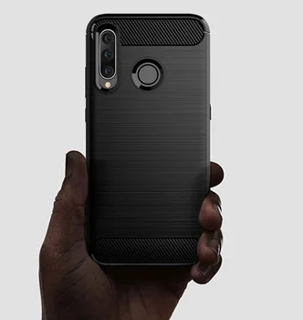 Primeru Huawei P30 Lite (Nova 4e) barva Črna (Black), ogljikovega serije, caseport