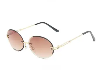 2021 Novo Ovalne Rimless sončna Očala Ženske blagovne Znamke Oblikovalec Letnik UV400 Vožnje Sonce Stekla brez okvirjev Moških Modnih Očal