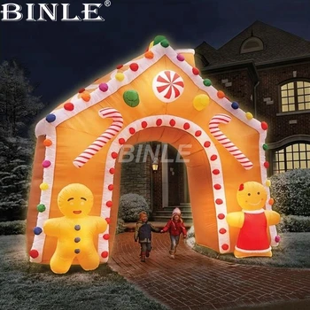 Zrak dostava Božič vratni lok) se vrednoti airblown animirani napihljivi medenjaki hiša z led luči za dvorišču dekoracijo