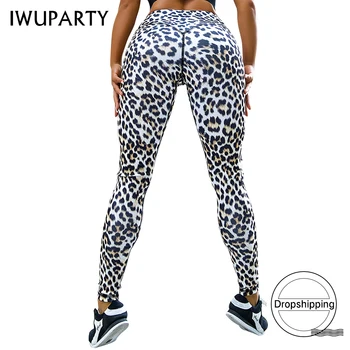 IWUPARTY Leopard Tiskanja Šport legging Anti Celulit Push Up Tek Fitnes Joga Hlače Visoko Pasu Plen Vaja Ženske Dokolenke