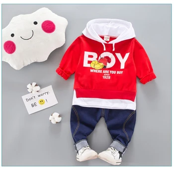 Fant Obleke, Kompleti Baby Boy Bombaž Šport Hooded Majica S Kratkimi Rokavi Majica + Hlače Otroci, Fantje, Otroci Priložnostne Obleke