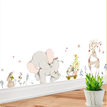 Happy baby slon zajček rumena Stenske nalepke otroke, otroška soba dekor umetnosti vrtec zidana risanka živali nalepke doma ozadje