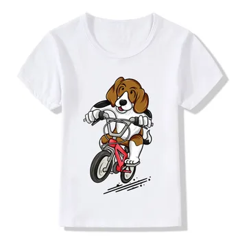 2019 Beagle Rider Tiskanja Otroci Majice Poletje Fantje in Dekleta Obleke Ljubek Pes Corgi Otroci Vrhovi Baby Camiseta T-Shirt,ooo2076