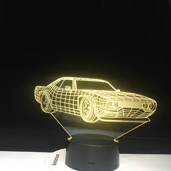 3D LED Avto Obliko Noč, Luči, Barve Spreminjanje Vizualne Vozila Luminaria namizne Svetilke Spalna Razsvetljavo Doma Dekor Dropship Gift1461
