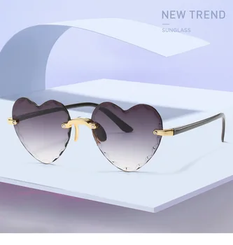Ženske Srca v Obliki sončna Očala kovinski Ženske blagovne Znamke, Modni Oblikovalec Rimless Gradient sončna Očala Oculos UV400