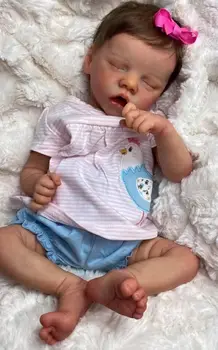 18 inch Silikonski dojenček Rodi punčko novorojenčka Twin premie dekle, Kot Pravi bebe prerojeni Spanjem Spanje Živ Play House igrače darilo