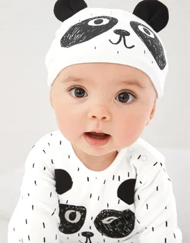 Novorojenega Dojenčka Baby Fantje, Dekleta Obleke 2Pcs Obleke Nastavite Malčka Oblačila z Dolgimi rokavi Risanka Panda Romper s Klobuk