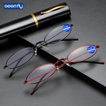 Seemfly Mini Modni Obravnavi Očala Smolo Objektiv Super Majhne Presbyopic Očala Z Aluminij Zlitine Primeru S Stopnjo +1.0 +4.0