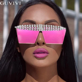 Luksuzni Kvadratnih Diamond sončna Očala Ženske Moški 2020 Ravno Top Crystal Punk sončna Očala, Ogledalo, Okrasnih Očala Očala UV400